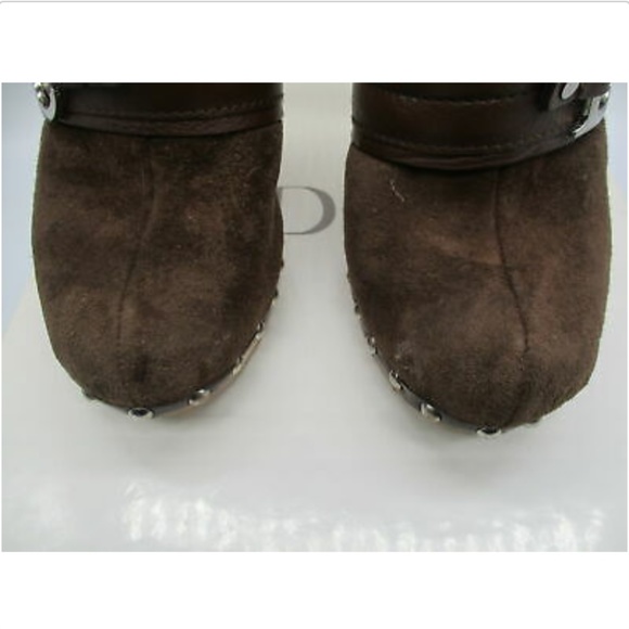 CHRISTIAN DIOR brown suede and shearling trim clog - Picture 3 of 8
